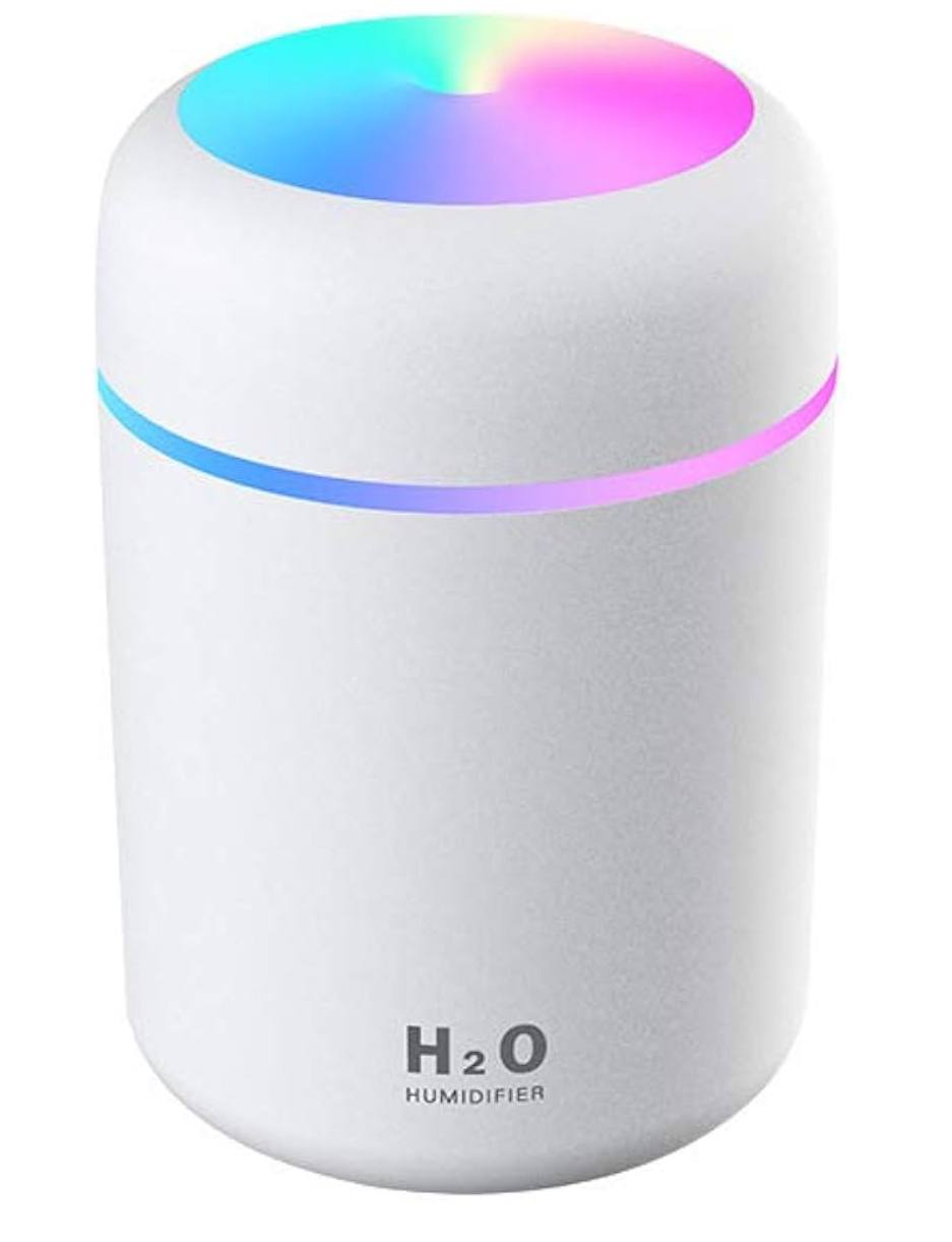 Portable Mini Humidifier, Colorful, Cool Mist, USB Powered. Perfect for Bedroom, Office & Car